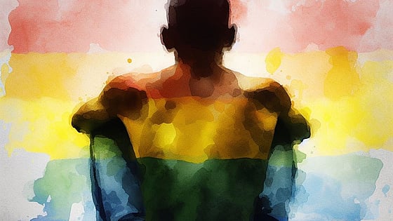 Abstract illustration of a man sitting on the ground. Foto: Mostphotos