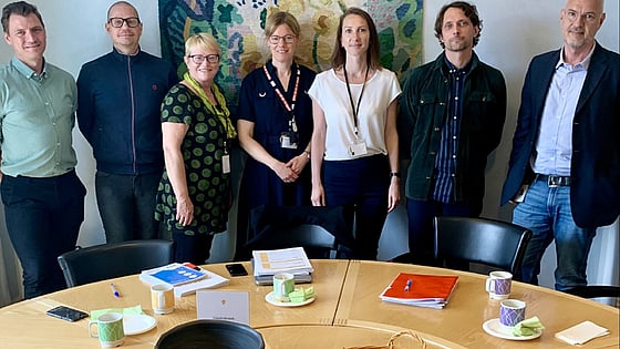 Representanter för Socialdepartementet, Socialstyrelsen, Sveriges Kommuner och Regioner, Region Skåne och Svenska Röda Korset vid rundabordsamtalet om Region Skånes projekt kring kompetensutveckling om tortyr.