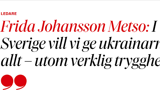 Krönika i DN av Frida Johansson Metso