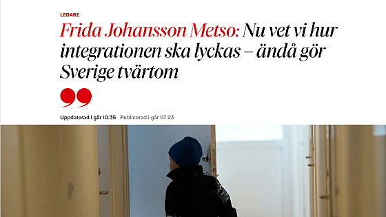 Krönika av Frida Johansson Metso i DN