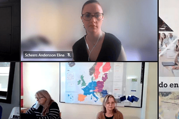 Digital konferens med Röda Korsets Högskola i Spanien.